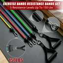 Resistance Bands with Handles, 5-Level Exercise Bands with Handles, Resistance Bands for Men and Women, Exercise Bands for Full-Body Training, Fitness, Physical Therapy, Workout Bands at Home, Gym