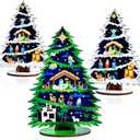 Cinrobiye 3 Pcs Christmas Nativity Scene Table Decorations Jesus Christian Table Topper Wooden Christmas Tree Tabletop Centerpieces for Home Office Mantel Fireplace Xmas Holiday Table Decor (Tree1)