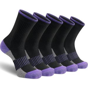 Gonii Women Socks Hiking Running Thick Cushion Athletic Crew Socks 5-Pair