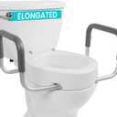 Vive Raised Toilet Seat Riser for Seniors (with Handles) - Handicap Rail Grab Bar Seat for Over Toilet - Elevated Safety for Elderly, Disabled, Medical - Elongated