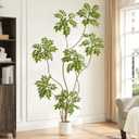 6.5FT Artificial Sumac Tree with White Pot, Tall Faux Plants Indoor, Large Fake Tree with Nearly Natural Silk Plant (Real Touch), for Home, Office, Living Room, Patio, Lobby Decor