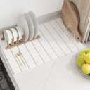 Stone Drying Mat for Kitchen Counter, Roll-Up Stone Dish Drying Mat, Large Fast Drying Kitchen Mat, Diatomaceous Earth Dish Mat Drying Kitchen Mat (Beige)