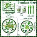 144Pcs St. Patricks Day Plates and Napkins Green Plaid Lucky Shamrock Disposable Paper Tableware Set for Irish Birthday St Patricks Day Decorations Serve 24 Guests