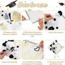 Wavwavw 68 Pcs DIY Graduation Cap Decorations Kit, Faux Flowers 3D Butterfly Bow Self Adhesive Rhinestones and Alphabet Letter Stickers for 2026 Grad Cap Topper Decor Graduation Party(Black White)
