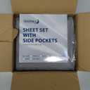 Deep Pocket Twin Sheets Set for Kids Air Mattress - Extra Deep Pocket Twin Sheet Sets - 3Pcs Side Storage Pocket Fitted Sheet & Pillowcases Easily Fits 16in to 24in Pillow Top Bed Mattress(Grey) (Gray)