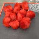 12 Pieces Faux Fur Pom Pom Balls Fur Fluffy Pompom Ball with Elastic Loop for Hats Shoes Scarves Gloves Scarves Bag Key Chain Charms Accessories (Bright Red)
