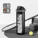 POWCAN 24 oz Insulated Water Bottle for Sports: Push-Button Spout & Quick-Flip Straw, Leakproof, Keep Cold 24Hrs, Fits Car Cupholder, Stainless Steel Bottle for Travel, Gym, School (Midnight Black)