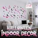 2 x Pink Halloween Decor, Spooky Halloween Party Supplies Stickers, 3D Bats Wall Decal, Cute Halloween Decorations Indoor for Bedroom, Bathroom, Home, Door, Window, Office