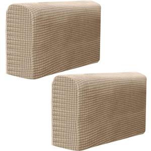 SEWACC 2 Pcs Couch Arm Covers Polyester - Slip Armchair Cover Armrest Cover for Chairs Sofa Stretch Armrest Covers Furniture Protector Washable Armchair Slipcovers (Light Brown)