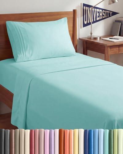 Twin XL Size 3 Piece Sheet Set - Comfy Breathable & Cooling Bed Sheets Set - Hotel Luxury Bedding for Women, Men, Kids, Teens, Boys & Girls - Deep Pockets, Soft and Wrinkle Free - Oeko-Tex - Spa Blue