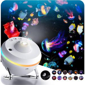 Jellyfish Projector, 13 in 1 Star Projector with Shooting Stars & 4 Varicolored Lighting Effects, Auto Timer Planetarium for Bedroom, Ocean Wave Night Light Projector for Kids Adults (White)