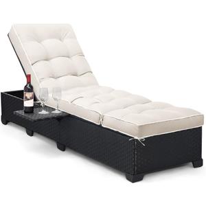 Outdoor Chaise Lounge Chair Cushion, Waterproof Non-Slip Patio Chaise Lounge Cushions for Outdoor Furniture, Thickened Patio Pool Lounger Chair Cushion, 76.4 x 22.8 x 4.7 Inches, Cream