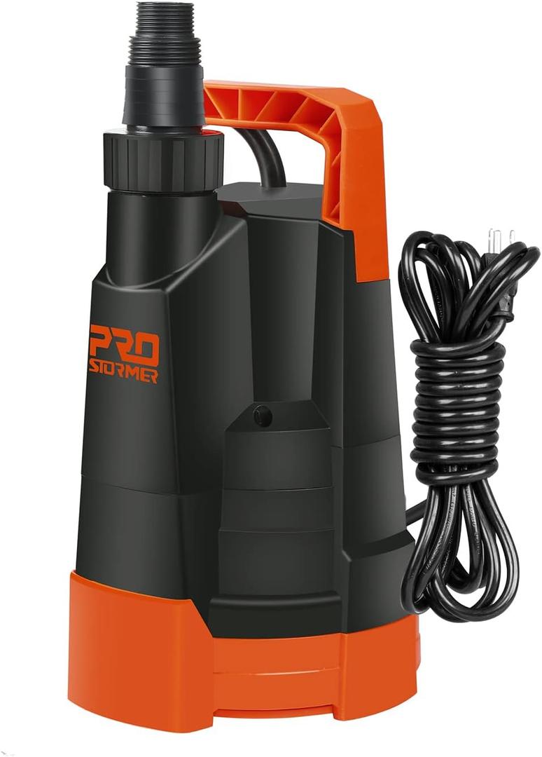 Clean Water Pump, Prostormer 1HP 3430GPH Portable Household Submersible Utility Drainage Pump for Swimming Pool, Pond, Garden, Flooded Cellar and Basement
