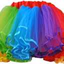 Womens Rainbow Puffy Tutu Layered Tulle Petticoat Skirt for Party (Regular Size(US 0-18w))