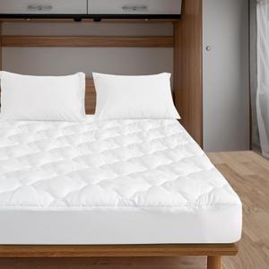 RV Short Queen Mattress Protector Pad Waterproof Quilted 60" X 75", Soft & Cooling Short Queen Mattresses Cover Fitted for RV Trailer & Camper with Deep Pocket to 14", (White)
