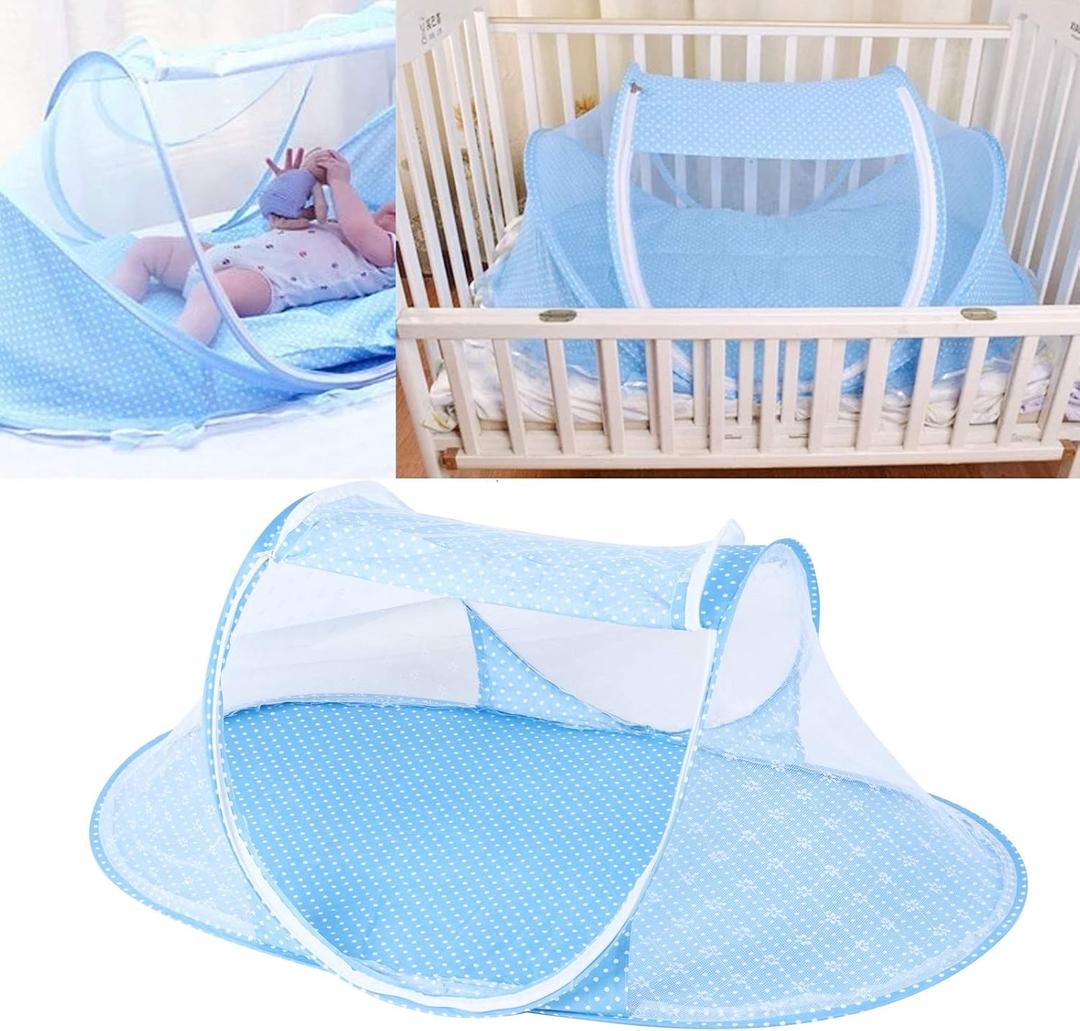 Portable Baby Mosquito Net, Folding Travel Crib Tent With Zipper Closure - Instant Pop Up Bed With Breathable Pad