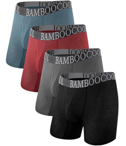 BAMBOO COOL Men's Ultra Breathable Underwear Mesh Boxer Briefs With Fly, Soft Waistband,No Ride Up,Multipack L
