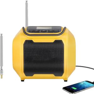 Mellif Cordless AM/FM Radio Speaker Compatible with DeWalt 20V Battery(Tool Only No Battery), Weather Alert Bluetooth Radio with Cellphone USB Port,SOS Emergency Alert