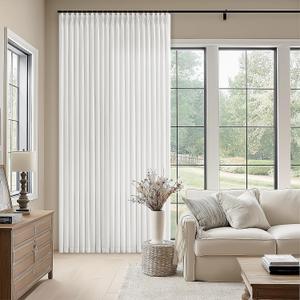 Off White Patio Sliding Door Curtains 70 Width 96 Inches Long Pinch Pleated Curtain Drape with Hooks Rings Light Filtering Ivory Birch Semi Sheer Extra Wide 70x96 Drapes Panel for Living Dining Room