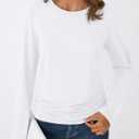 AUTOMET Womens Long Sleeve Shirts Business Casual Tops Ruched Fall Trendy Tshirt 2025 (White, XXL)