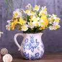 Blue and White Ceramic Vase, Vintage Porcelain Vase with Crackle Glaze, Farmhouse Rustic Oriental Decorative Centerpiece for Living Room, Dining Table, Entryway, and Bookshelf (Pitcher)