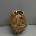 Boho Table Lamps for Bedroom & Living Room - Small Natural Woven Basket Lanterns with Paper String Shades (7.1"x10.6", Brown)