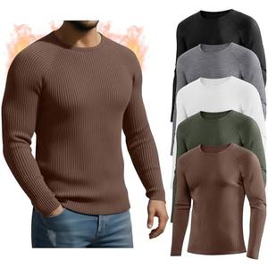 Oakgarden 5 Pack Men's Cotton Thermal Shirts Long Sleeve Ribbed Crewneck Tops Slim Fit Underwear Winter Base Layer Multipack M