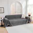 MYSKY HOME Couch Cover for Dogs, Washable Couch Covers, Non Slip Sofa Cover, Couch Cover 2 Cushion Sofa Dogs Furniture Protector with Tassels, Chenille Sofa Slipcover for Pets, 71"x118", Dark Grey