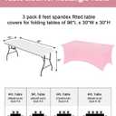 Fixwal 3 Pack Pink Tablecloth Rectangle 8Ft, Stretch Spandex Fitted Table Cover for Party, Trade Show, Wedding, Buffet, Graduation, Vendor Stand