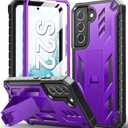 SOiOS for Samsung Galaxy S22 Protective Case: Military Grade Drop Proof Protection Mobile Phone Cover with Kickstand | Rugged Shockproof TPU Matte Textured Sturdy Phone Bumper (Purple)