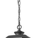 ALLGOT Large Outdoor Pendant Light, Black Outdoor Chandelier Lantern, Anti-Rust Exterior Hanging Lighting Fixture, Porch Lights Hallway Ceiling with Seed Glass for House (Black, 13.36 Inch Height)