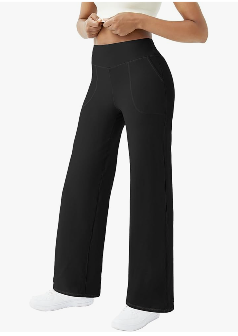 FireSwan Wide Leg Yoga Pants Women Stretch Dress Lounge Pants with Pockets High Waisted Loose Casual Trousers Small 4/6