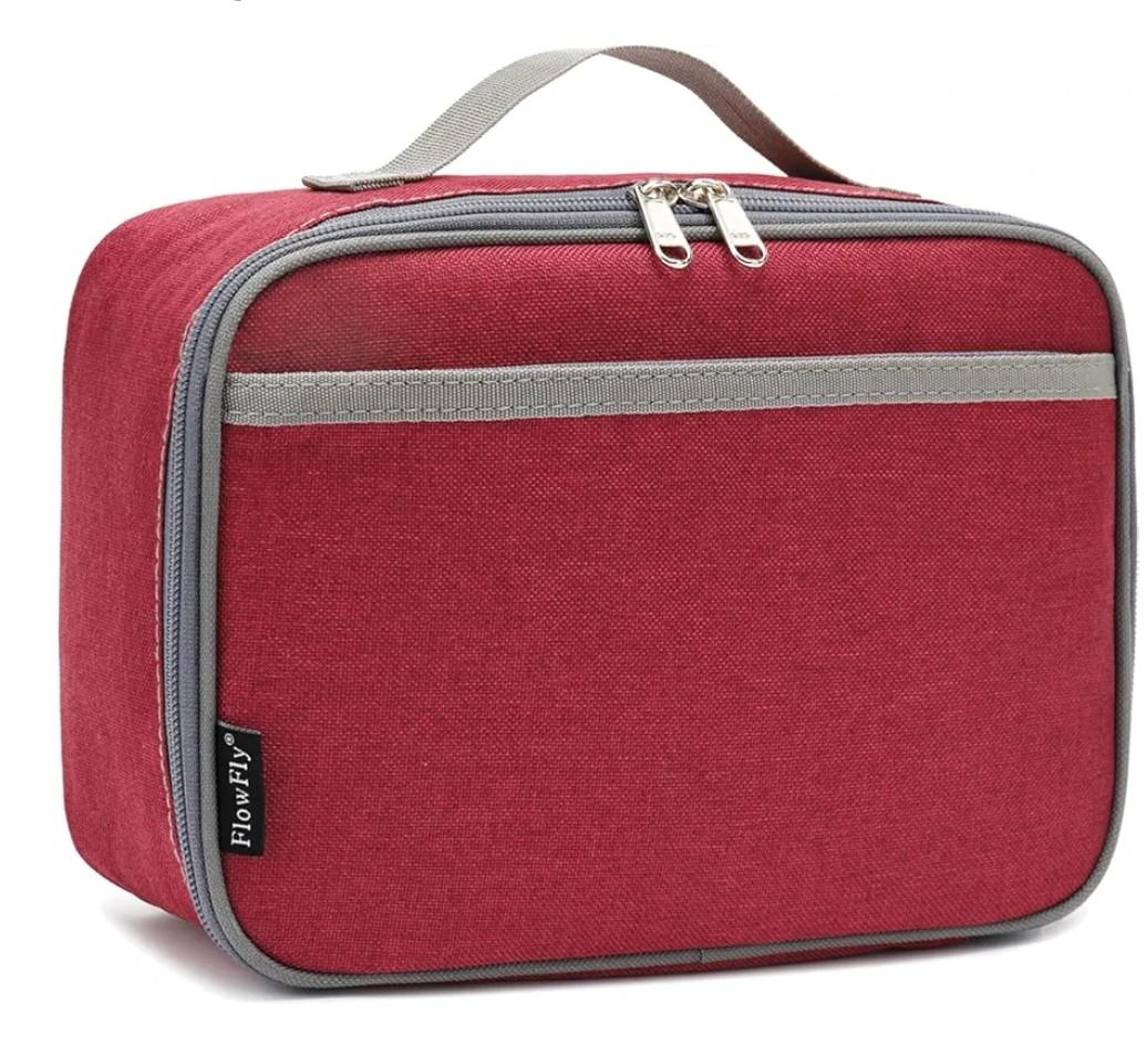 FlowFly Kids Lunch box Insulated Soft Bag Mini Cooler Back to School Thermal Meal Tote Kit for Girls, Boys,Women,Men, Deep Red