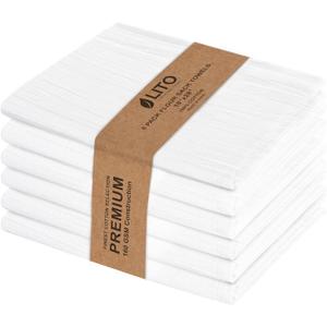 Flour Sack Towels - 100% Cotton Tea Towels for Crafts, Dish Towels for Kitchen, Embroidery, Cleaning, Baking (Pack of 6) - 18"x 28" | Tea Towels for Baking sourdough | Tortilla Towel (White)