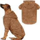 3XL Dog Sweaters for Large Dogs,Dog Hoodie,Warm Fuzzy Fleece Sweatshirt with Hood & Pocket,Leash Hole,Cozy Cold Weather Pet Clothes Sweater Hoodie for Large Dogs(Coffee,3XL) (3XL: 55-75lbs)