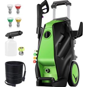 Electric Pressure Washer 5000PSI, Heavy Duty 4.0GPM Power Washer with 33 FT Extension Hose, 4 Quick Connect Nozzles and Foam Cannon for Cars/Fences/Driveways/Patios/Home Cleaning, Green