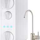 iSpring RO500AK-BN Reverse Osmosis Water Filter, NSF 58 Certified, 500 GPD Tankless Under Sink RO System, Natural pH Alkaline Remineralization, 2:1 Pure to Drain Ratio, Brushed Nickel Faucet (White)
