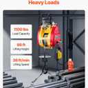 VEVOR 2-in-1 Electric Hoist Winch, 1100 lbs Capacity, 1800W Portable Power Winch, 98 ft Lifting Height, 36 ft/min with Wire and Wireless Remote Control, for Garage, Warehouse, Factory Lifting Towing