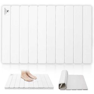 Stone Bath Mat for Water Absorption, Foldable Diatomite Stone Mat, Non-Slip & Quick-Drying White Square Bath Mat with Modern Minimalist Style, Easy to Clean, for Bathroom/Kitchen/Hallway