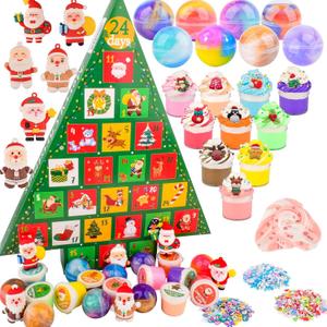 Christmas Advent Slime Set, includs 18 Slimes & Charms, 24-Day Countdown Gift Box, DIY Sensory Toys for Kids, Stocking Stuffers & Party Favors, Slime Kit Xmas Gifts for Classroom Rewards,Ages 3+