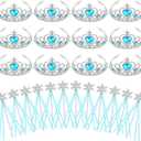 HyDren Snowflake Wand Silver Tiaras and Crowns Silver Plating Plastic Tiaras Blue Snowflake Winter Princess Wand Cosplay(24 Pieces)