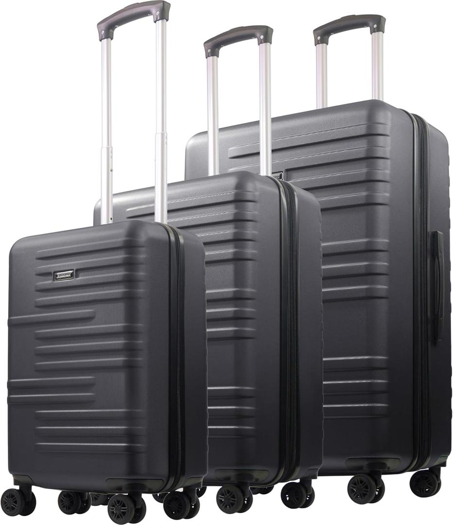 American Dreamliner 3 Piece Set Rolling Luggage, Hardshell Suitcases with Spinner Wheels, 22.5, 26.5, and 30 Inch, Black