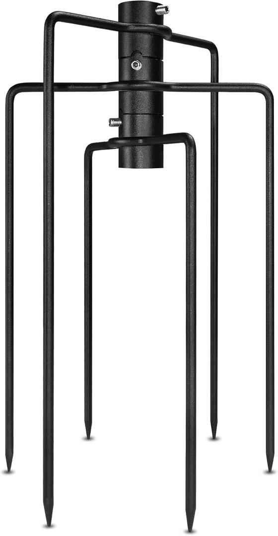 Heavy Duty Pole Stabilizer Stand Base with 6 Prongs, In-Ground for 0.751 Outdoor Bird Feeder Pole, Flag Pole, String Light Poles, Shepherds Hook, Measure Before Purchase, 304 Stainless Steel