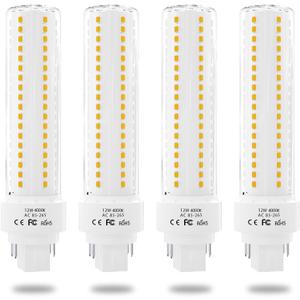 LED Gx24q 4-Pin Base Light Bulb, 12W Gx24 PL Retrofit LED Recessed Light Natural White 4000K 26W Compact Fluorescent Lamp Replacement for Ceiling Fixtures, 4-Pack (Remove/Bypass The Ballast)