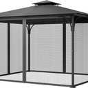 VEVOR Gazebo Netting Replacement, Fit Most 10 x 13 x 6.8 FT Gazebo Curtain, Outdoor Garden Net, 4-Panel Sidewall Mesh Net, Patio Midge Netting with Double Zipper, Canopy Screen (Netting Only) (Black)