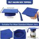Mindsoft 24 Pcs 2026 Graduation Cap Decorations Mason Jar Lid with Tassels 4.2 Inch Grad Hat Large Mason Can Toppers for 2026 Graduation Party Supplies Table (Blue)