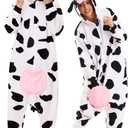 CANASOUR Halloween Custume Adult Anime Unisex Cow Polyster Women's Onesie Costume, Small