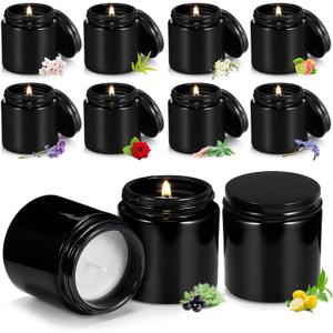 Yexiya 50 Pcs Mini Mason Jar Candles 3.5oz Scented Small Jars Candles in Bulk 10 Fragrances Relief Aromatherapy Candles Gifts Set for Wedding Bridal Baby Shower Party Favors Birthday Gifts(Black)