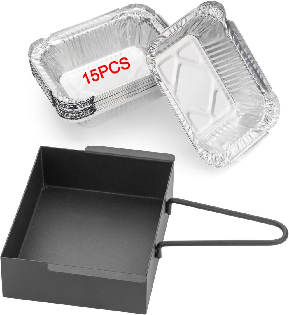 Grill Drip Pan for Nexgrill 720-0830H with 15Pack Aluminum Foil Liner,Grease Catcher Cup Box for Home Depot Nexgrill 720-0830D,720-0888N,720-0925P,720-0896,720-08882A,Grease Pan for Cuisinart CGG-7400