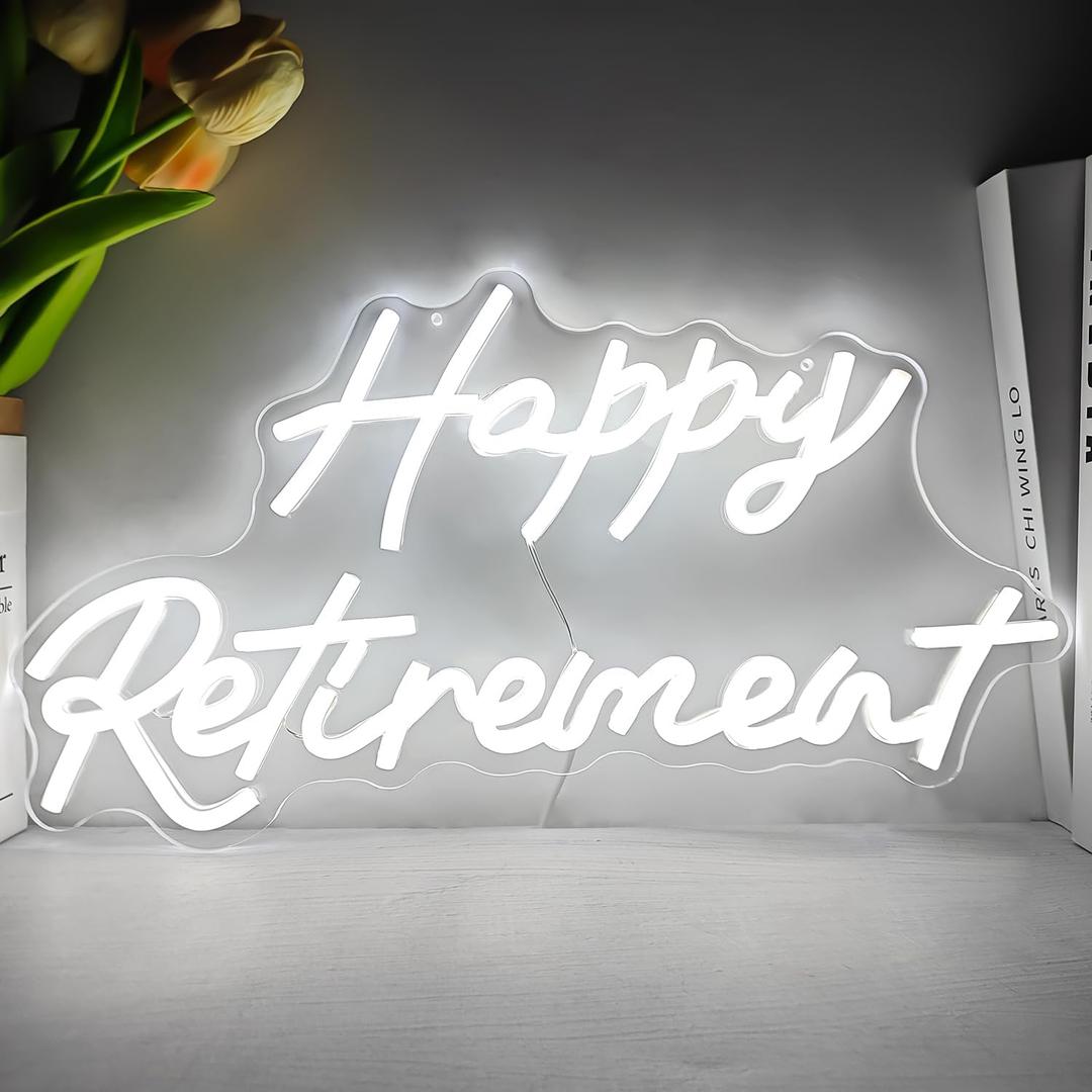 Happy Retirement Neon Signs for Wall Decor,Dimmable Neon Lights for Bedroom Wall Decor USB Powered Led Signs for Bedroom Wall Birthday Party Gifts Retirement Party Decor
